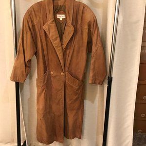 Vintage Leather Coat – Full Length Trench Coat